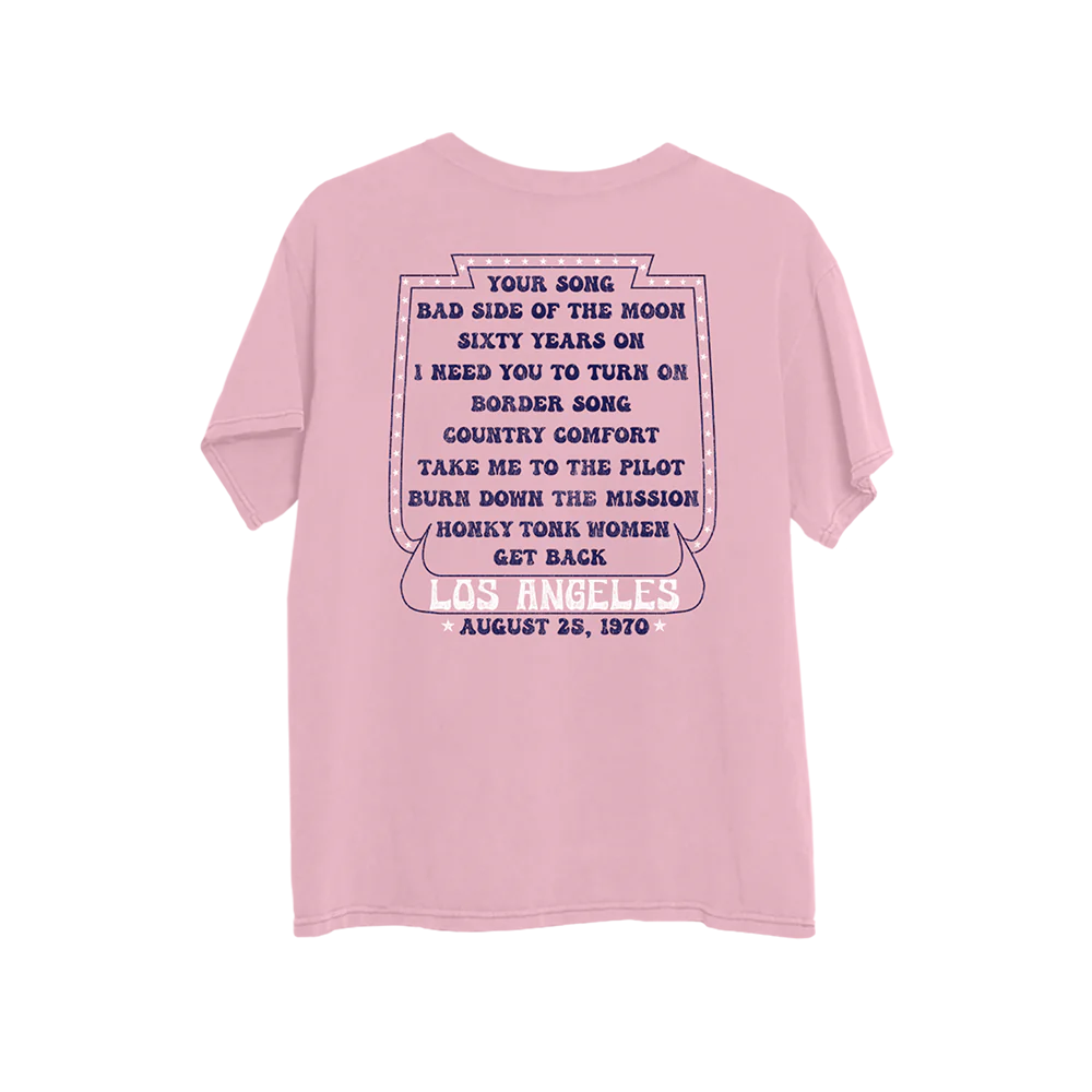 Elton John - LA 1970 Dateback Pink T-Shirt