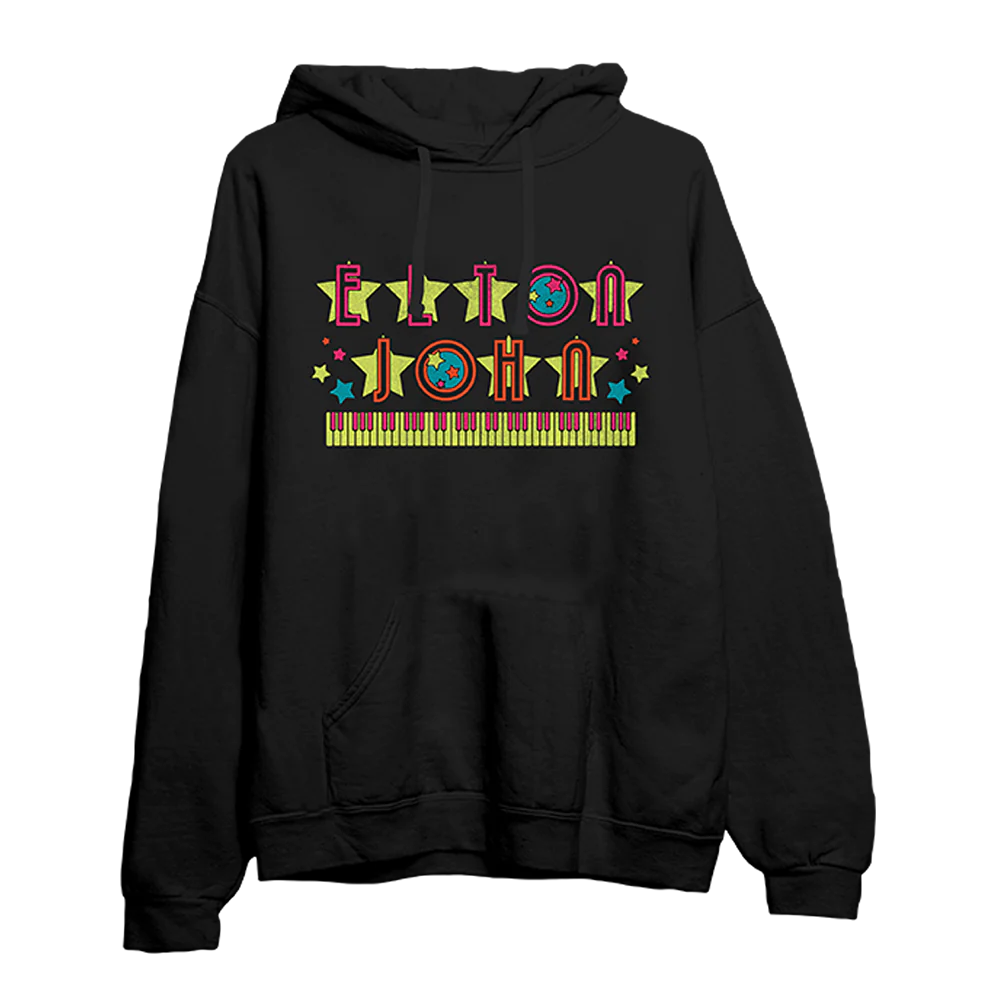 Elton John - Piano Keys Globe Logo Hoodie