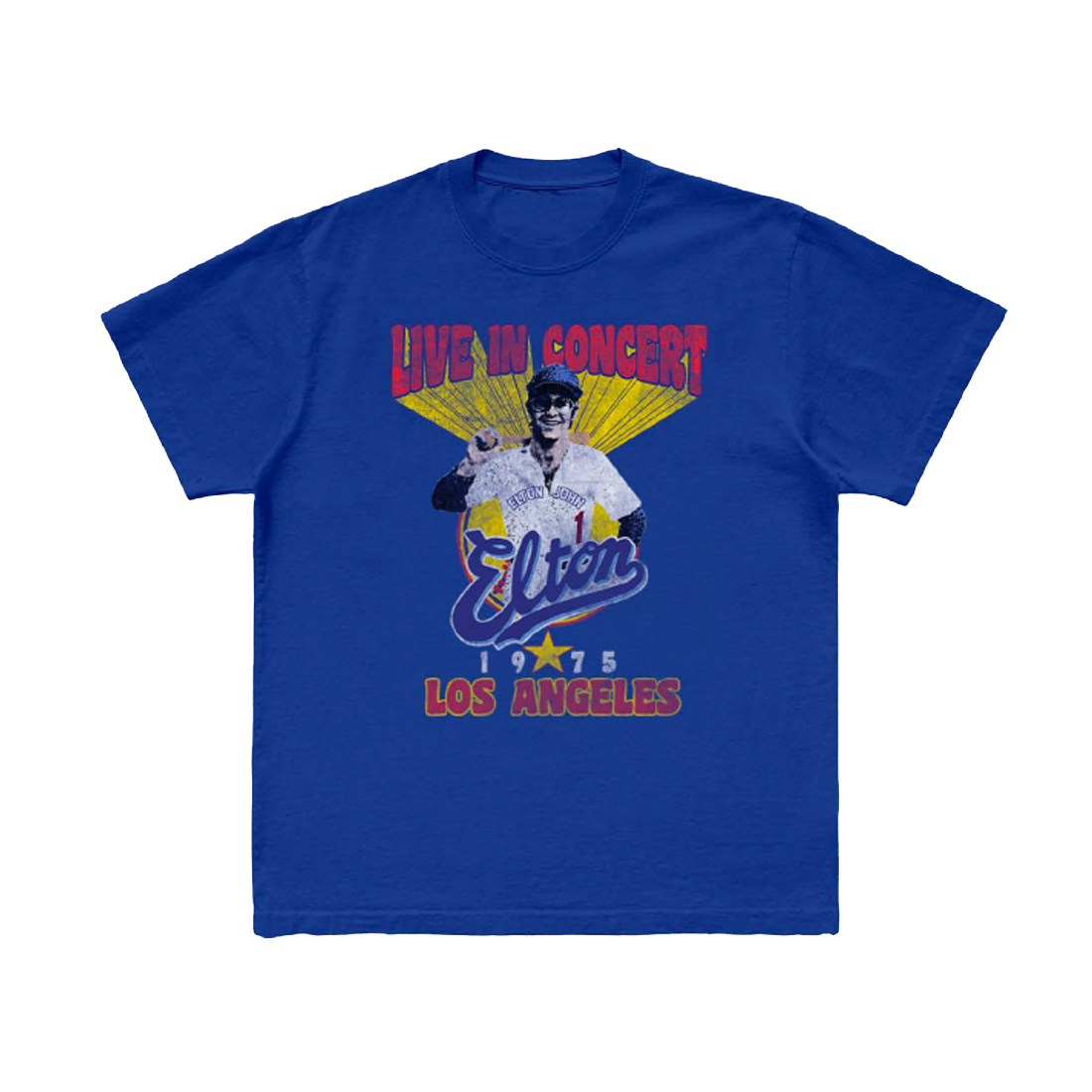 Elton John - Elton Live In LA 75 Blue T-shirt