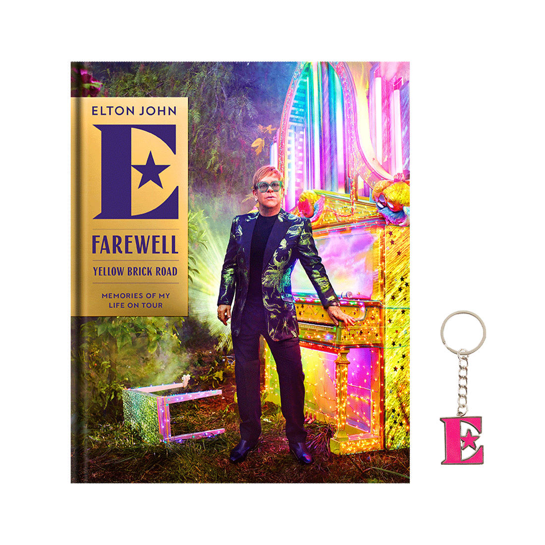 Farewell Yellow Brick Road: Memories Of My Life On Tour” book plus FREE Elton E* surprise colour keychain