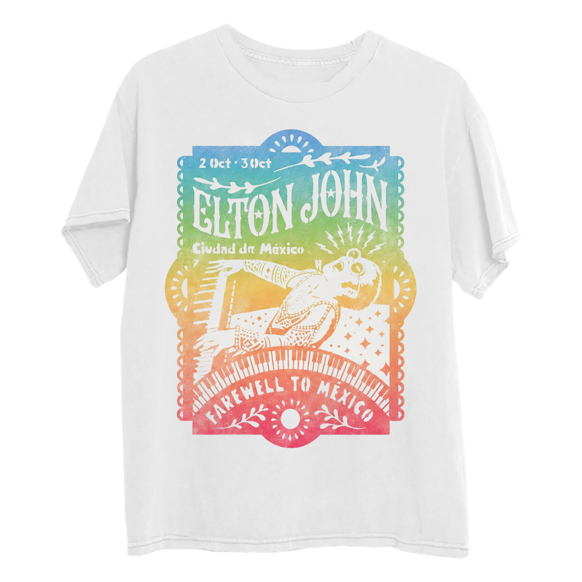 Elton John - Rainbow Papel Picado T-Shirt