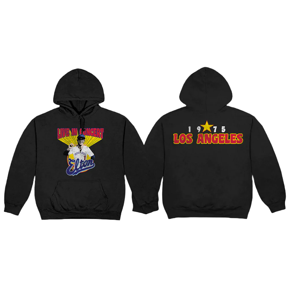 Elton John - Elton Live In LA 75 Black Hoodie