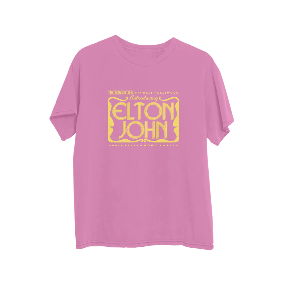 Elton John - Elton Troubadour Live Event Flier Pink T-Shirt 