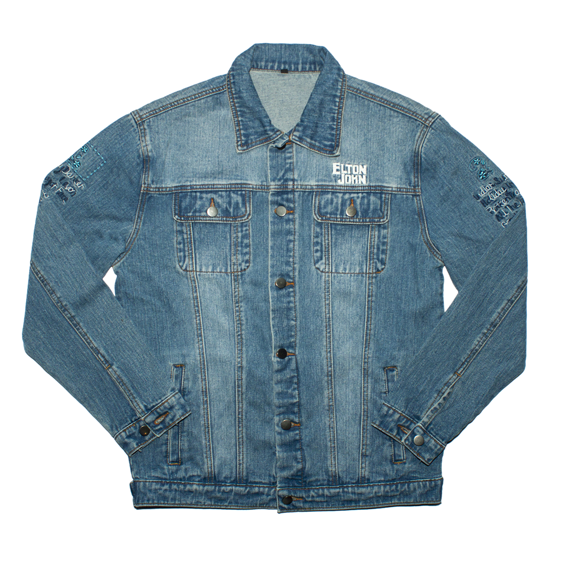 Elton john jean top jacket with patches