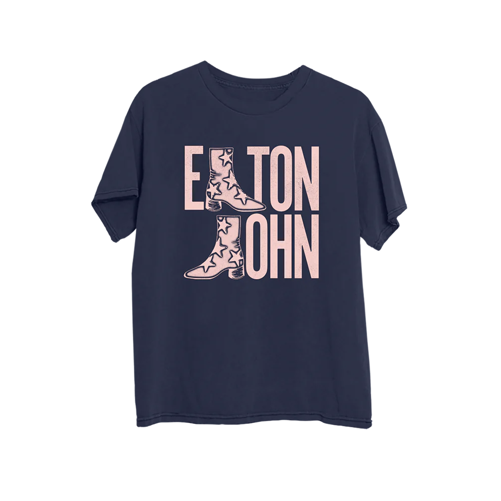 Elton John - Troubadour Boot Navy T-Shirt